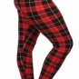 OS One Size Pretty Red Fall Winter Plaid Leggings Fits Sizes 2-12 NWT