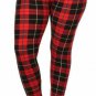 OS One Size Pretty Red Fall Winter Plaid Leggings Fits Sizes 2-12 NWT
