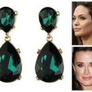 Beautiful Green Crystal Tear Drop Angelina Jolie Kyle Richards Earrings