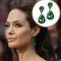 Beautiful Green Crystal Tear Drop Angelina Jolie Kyle Richards Earrings
