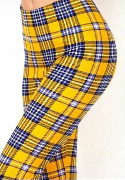 Plus Clueless Yellow Plaid CAPRI Leggings Fits Sizes 12-18 NWT