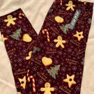 Plus Size Burgundy Gingerbread Holiday Christmas Leggings Fits Sizes 12-18 NWT