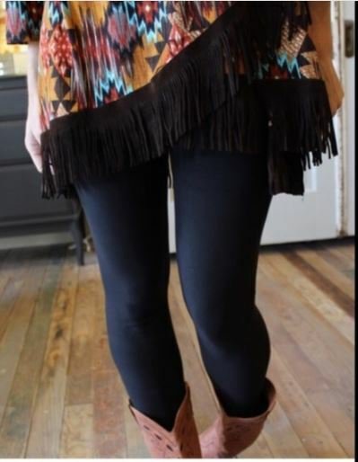 OS SIZE Solid Black Leggings Fits Sizes 2-10 NEW