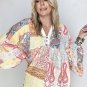 Paisley Patch Work Bell Sleeve Lace Vneck Boho Blouse Large