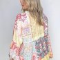 Paisley Patch Work Bell Sleeve Lace Vneck Boho Blouse Large