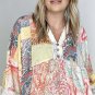 Paisley Patch Work Bell Sleeve Lace Vneck Boho Blouse Large