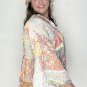 Paisley Patch Work Bell Sleeve Lace Vneck Boho Blouse Large