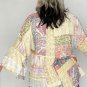 Paisley Patch Work Bell Sleeve Lace Vneck Boho Blouse Large