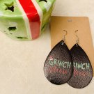 Grinch Please Faux Leather Christmas Earrings