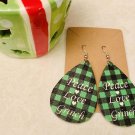 Grinch Faux Leather Christmas Peace Love Grinch Earrings