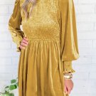 Mustard Velvet Ruffle Dress Size Small