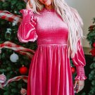 Pink Velvet Ruffle Dress Size Medium