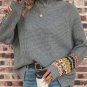 Gray Tribal Patch Raglan Sleeve High Neck Sweater Size Small