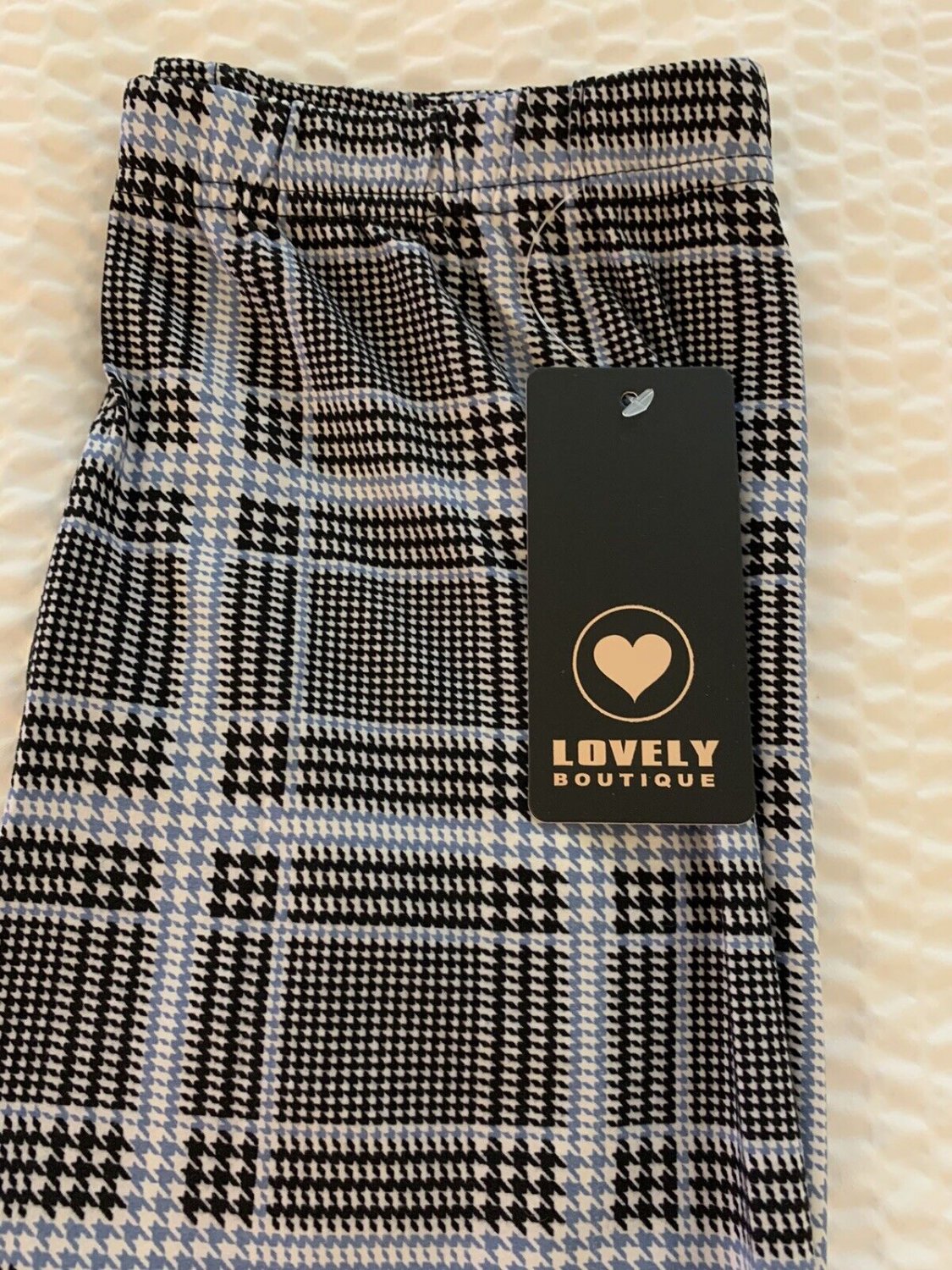 OS One Size Light Blue Plaid Leggings Fits Sizes 2-10 NWT