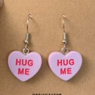 Candy Heart Valentine Conversation Starter Hug Me Purple Heart Earrings