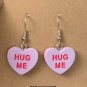 Candy Heart Valentine Conversation Starter Hug Me Purple Heart Earrings