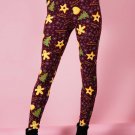 PLUS SIZE Burgundy Gingerbread Holiday Leggings Fits Sizes 12-18