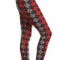 OS One Size Red Black Argyle Plaid Leggings Fits Sizes 2-10 NWT