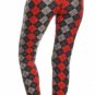 OS One Size Red Black Argyle Plaid Leggings Fits Sizes 2-10 NWT
