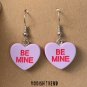 Candy Heart Valentine Conversation Starter Be Mine Purple Heart Earrings