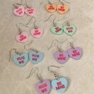 Candy Heart Valentine Conversation Starter Be Mine Green Heart Earrings