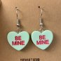 Candy Heart Valentine Conversation Starter Be Mine Green Heart Earrings