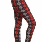 Plus Size Red Black Argyle Plaid Leggings Fits Sizes 12-18