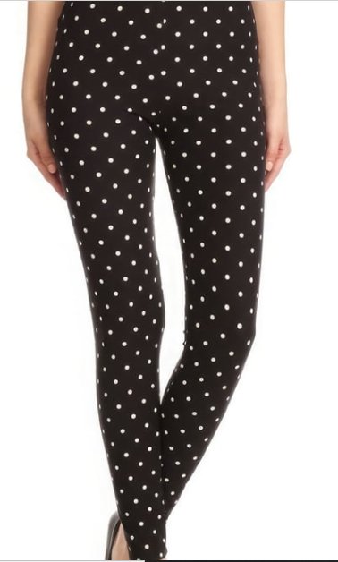 PLUS SIZE BLACK WHITE POLKA DOT Leggings Fits Sizes 12-18 NWT