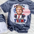 Trump Guess Who Is Back 2024 Heather Navy Bleach Tee Bleached Shirt