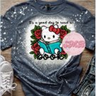 A Good Day to Read a Book Kitty Cat Heather Navy Bleached Shirt