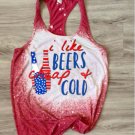 I Like Beers Cheap and Cold Tultex Heather Red Women SLIM FIT Bleached Tank Top