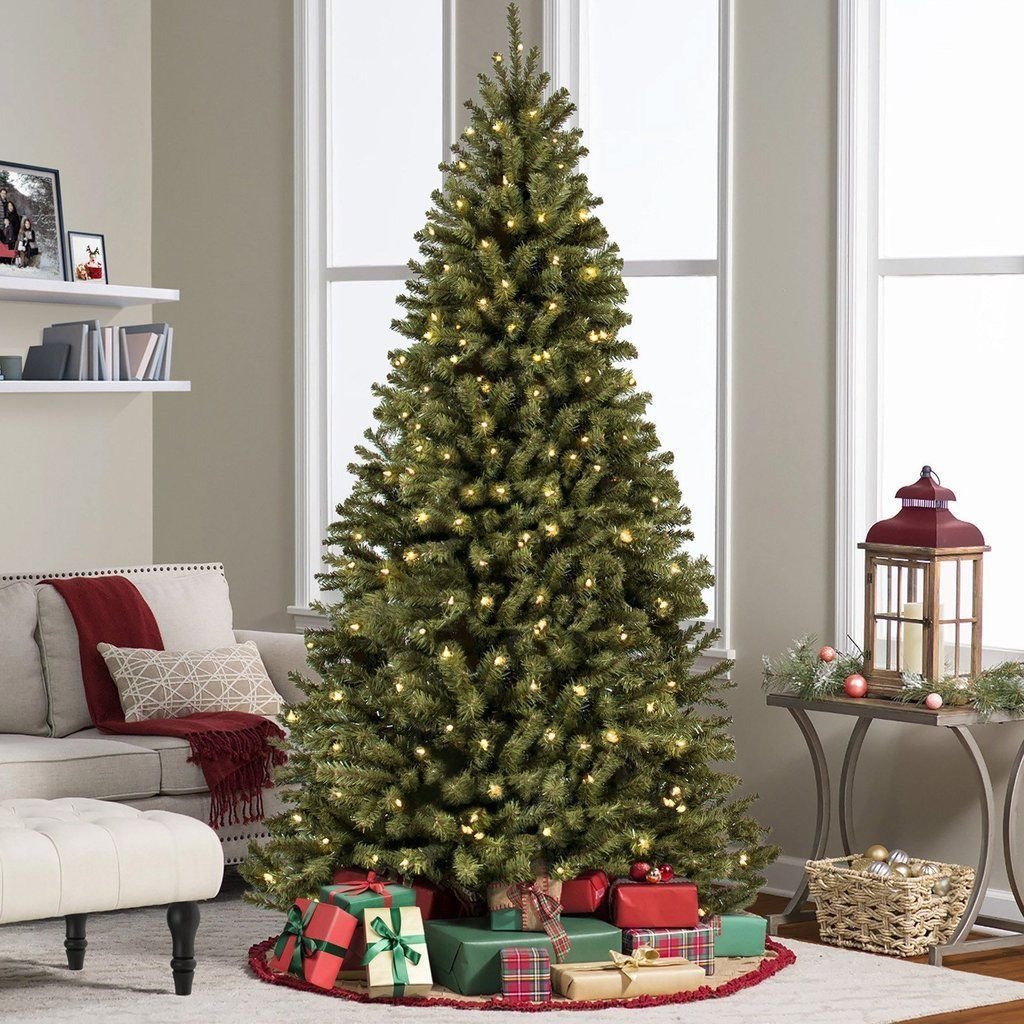 7.5FT Pre-Lit Spruce Hinged Artificial Christmas Tree W/ UL 588 ...