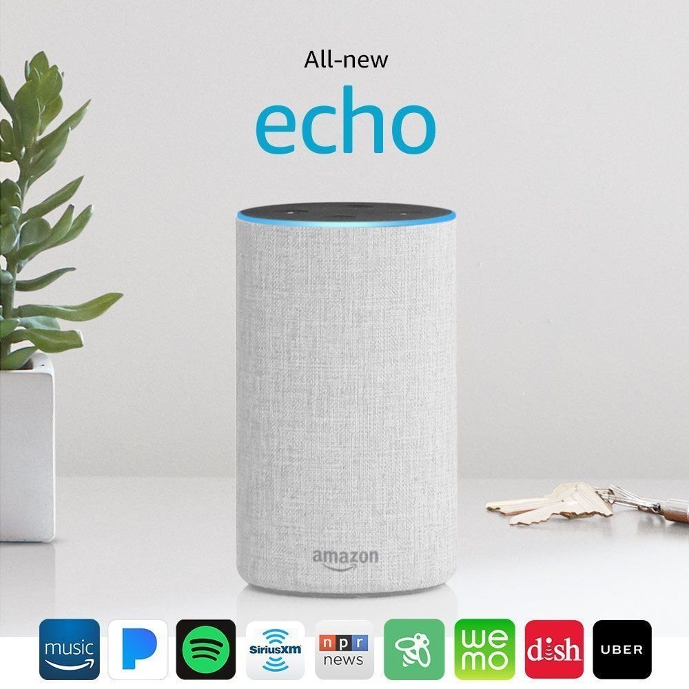 All New Amazon Echo 2nd Generation 2017 w/ improved sound by Dolby