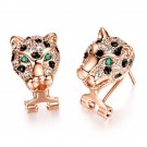 Womens gold plated genuine Cubic Zirconia Jaguar Stud earrings
