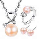Women's Simulated Pearls Earrings And Necklace Jewelry Sets