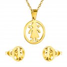 Kids Girls  Stainless Steel Stud Earrings Necklace and Earrings