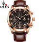 DITA Chronograph Men's Watch 3 Active Quartz Genuine Leather Strap (6 COLORS)