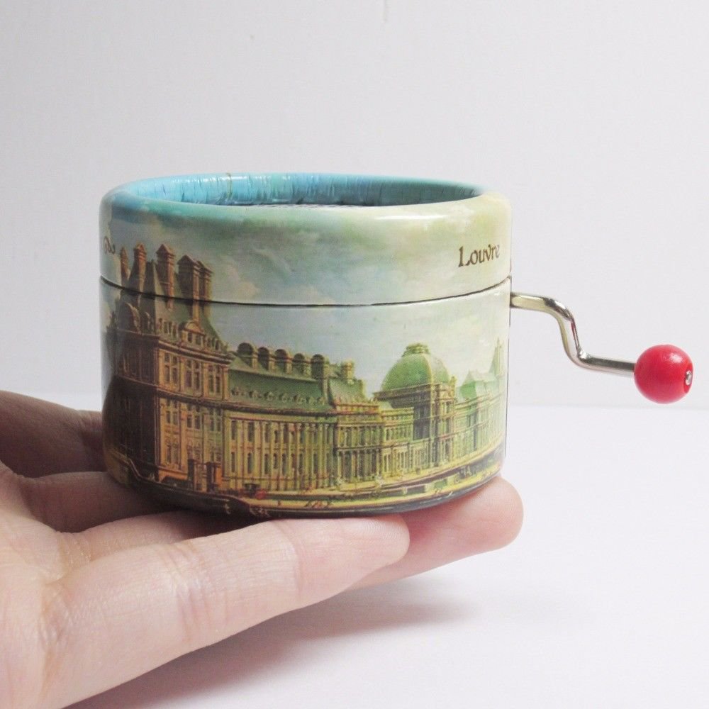 Paris Round Hand Crank Music Box "BEAUTY AND THE BEAST" Theme Song