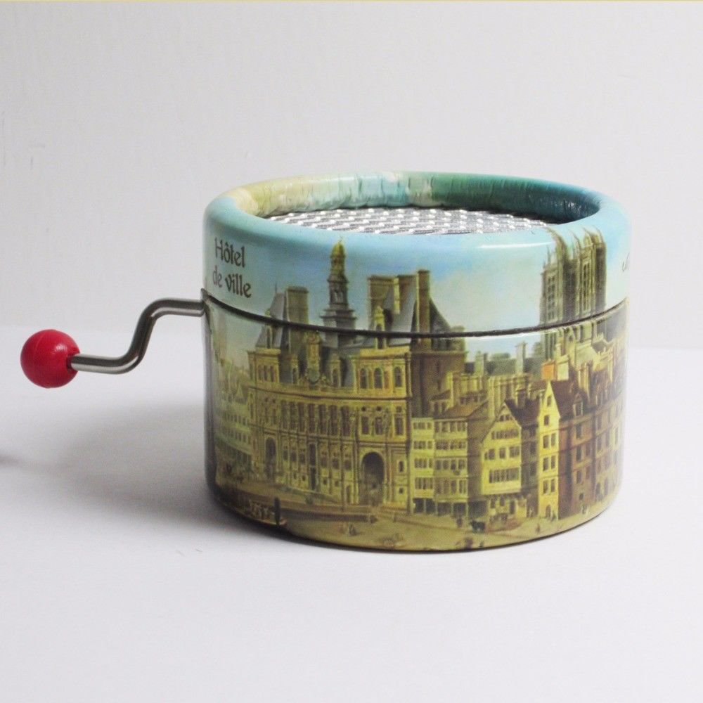 Paris Round Hand Crank Music Box "LA VIE EN ROSE" Song
