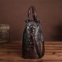 Unique Genuine Soft Leather Handbag Vintage Coffee Royal Embossed Pattern