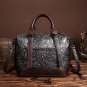 Unique Genuine Soft Leather Handbag Vintage Coffee Royal Embossed Pattern