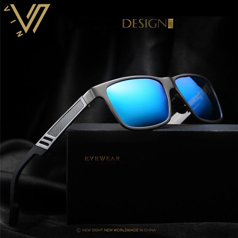 Men's Polarized Sunglasses Mirror Sun Glasses Square Aluminum Metal Eyewear
