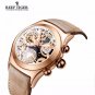 Reef Tiger/RT Chronograph Sport Watch Leather Band Men Skeleton Dial Date