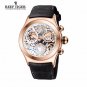 Reef Tiger/RT Chronograph Sport Watch Leather Band Men Skeleton Dial Date