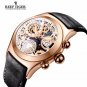 Reef Tiger/RT Chronograph Sport Watch Leather Band Men Skeleton Dial Date