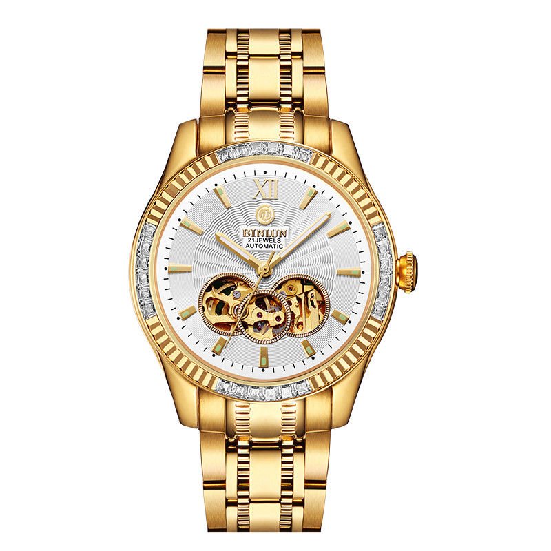 BINLUN Men's Automatic Watch Business Luxury Stainless Steel Tourbillon skeleton