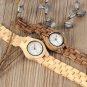 BOBO BIRD Ladies Bamboo Zebra Wooden Watch Gems Imitate Diamond Wood Box