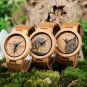 BOBO BIRD Mens Wooden Watch Lifelike Print Leather Band Insect Skull Locust