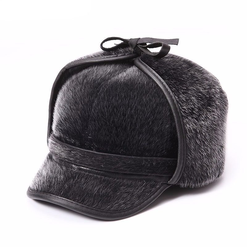 Winter Retro Thick Faux Fur Hat Men High Quality Russian Snow With Ear Flaps