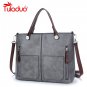 Vintage Lady Handbag Women Shoulder Bag PU Faux Leather Double Exterior Pockets